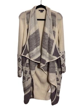 Vince Size X-Small Cream Gray Graphic Texture Cardigan Sweater Wool Alpaca